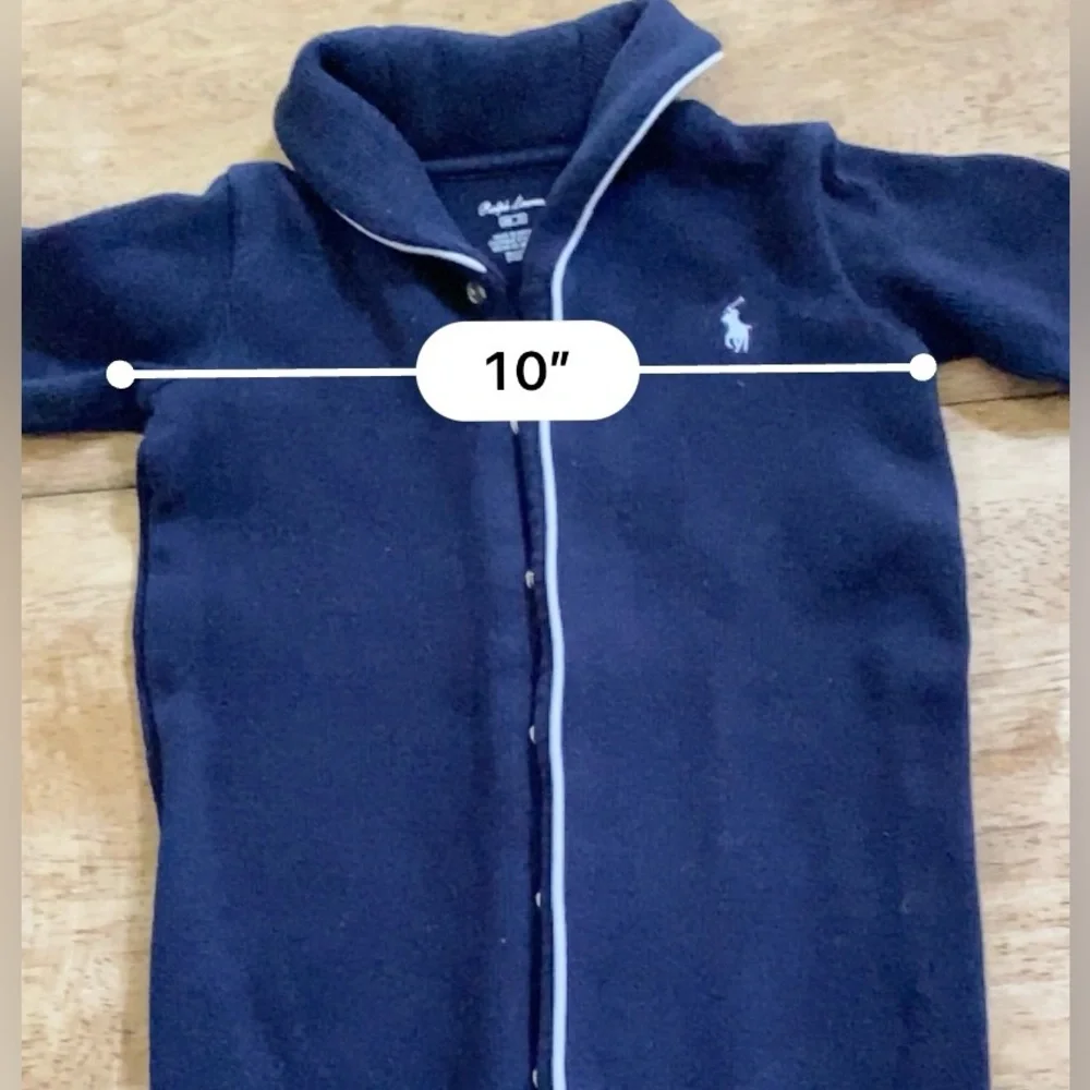 Ralph‎ Lauren Infant Size 6 Months Navy Ribbed Cotton Polo Coverall